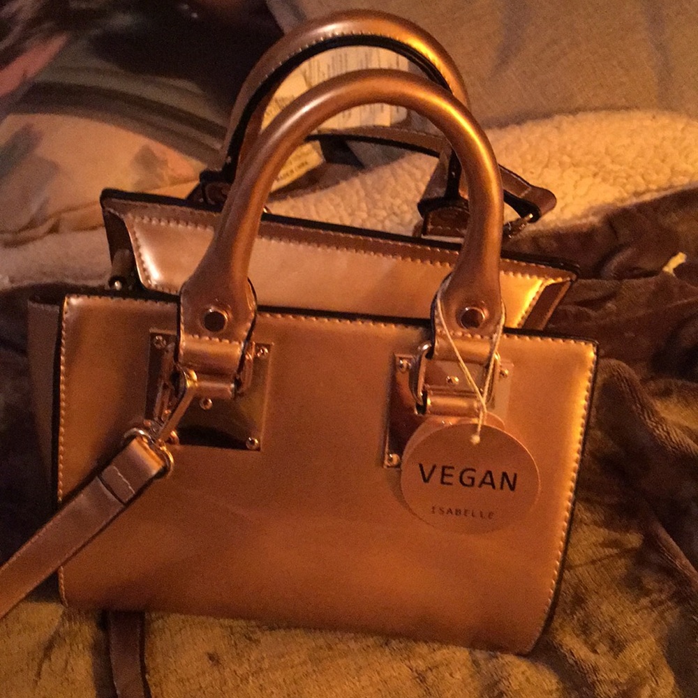 Rose gold colored mini bag by Vegan Isabelle